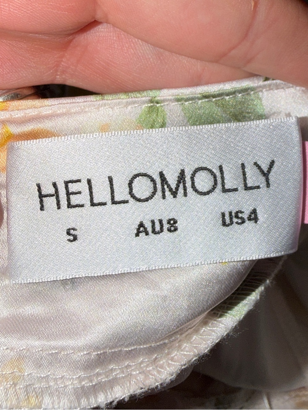 Hello Molly White Floral Halter Wide Leg Jumpsuit Yellow Green Small US 4 - Picture 7 of 10